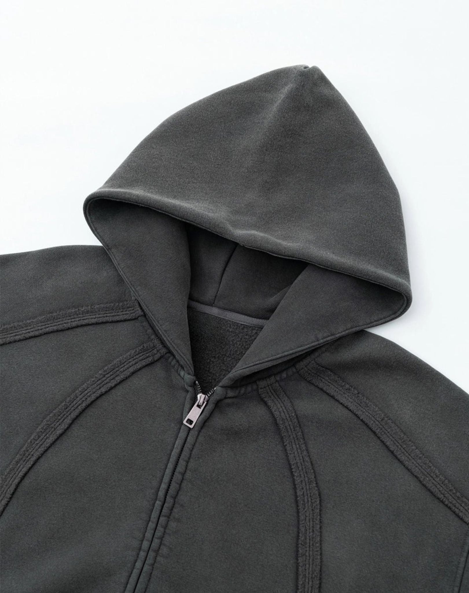Hoodie Unisexe Zippé Washed Gris anthracite