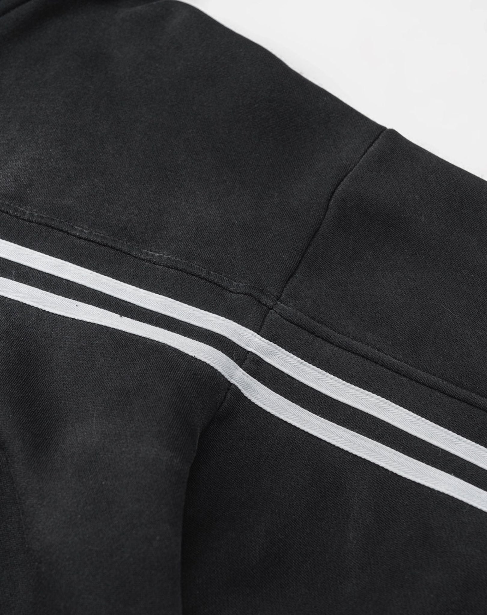 Hoodie Zippé Acid Wash à Bandes Noir