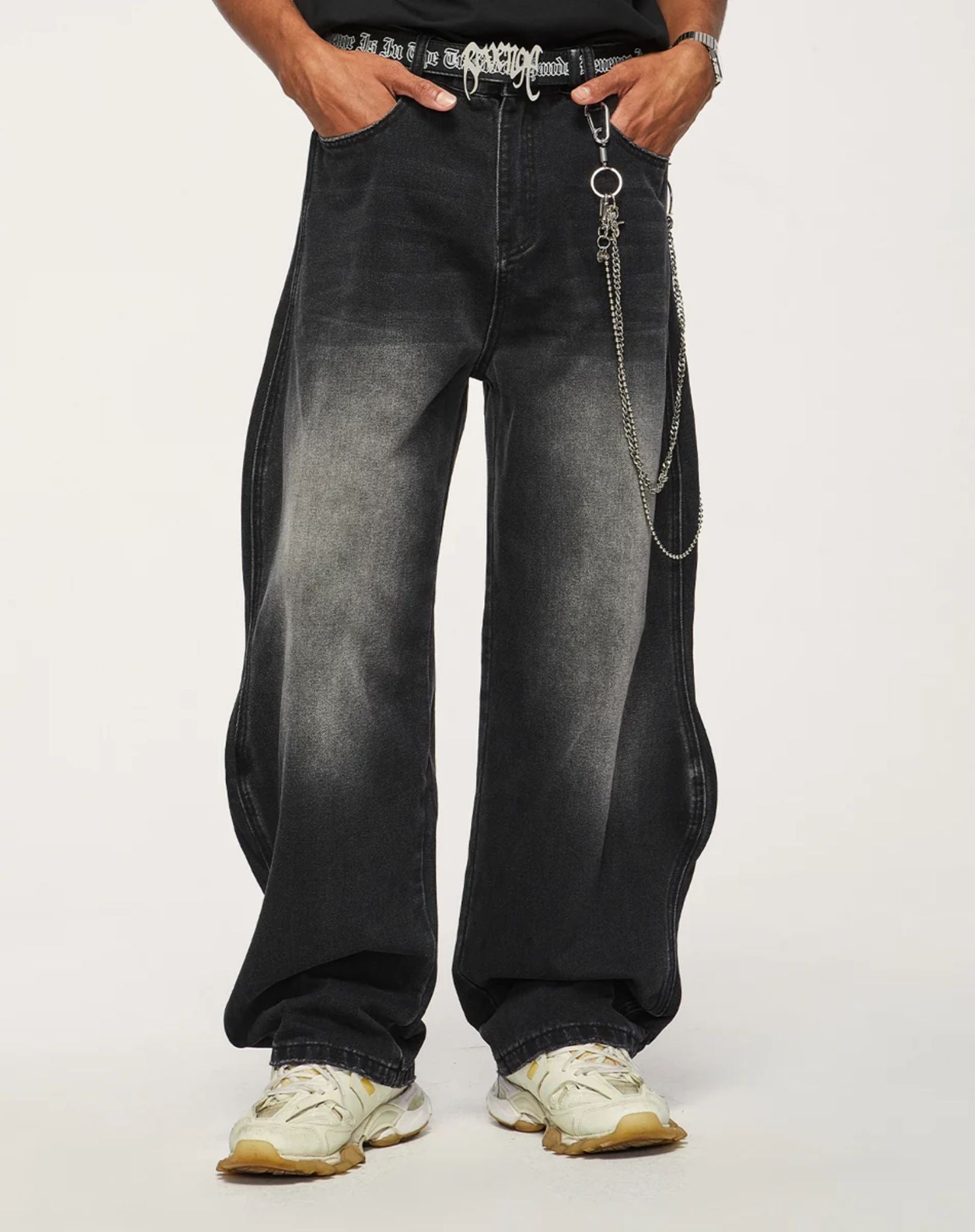 Jean Baggy Washed Wave Denim