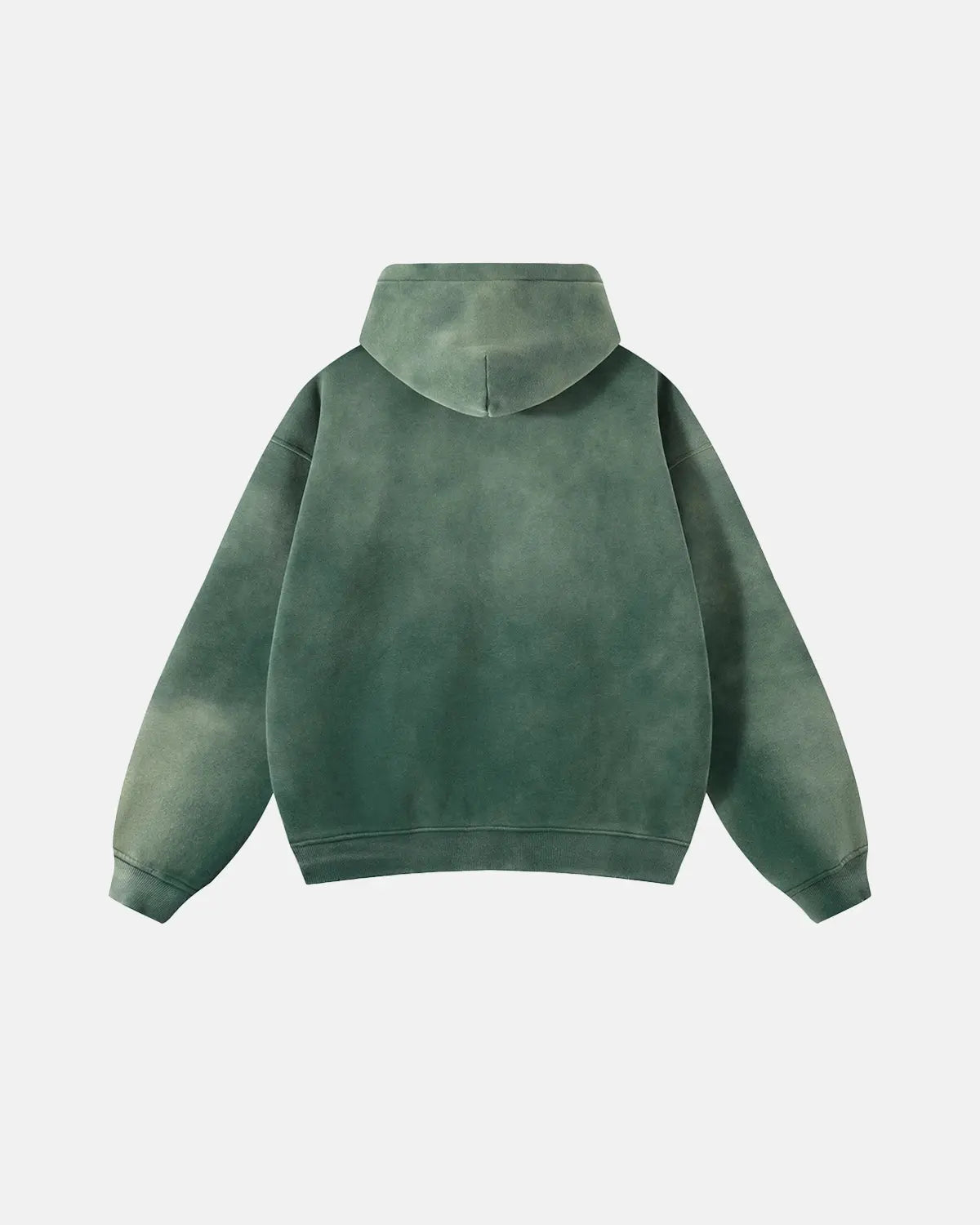 Hoodie zippé vert à délavage contrasté — vue complémentaire