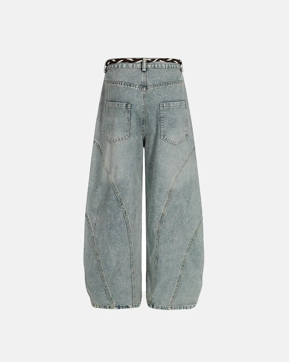 Jean baggy bleu délavé à coutures courbes — vue complémentaire 7