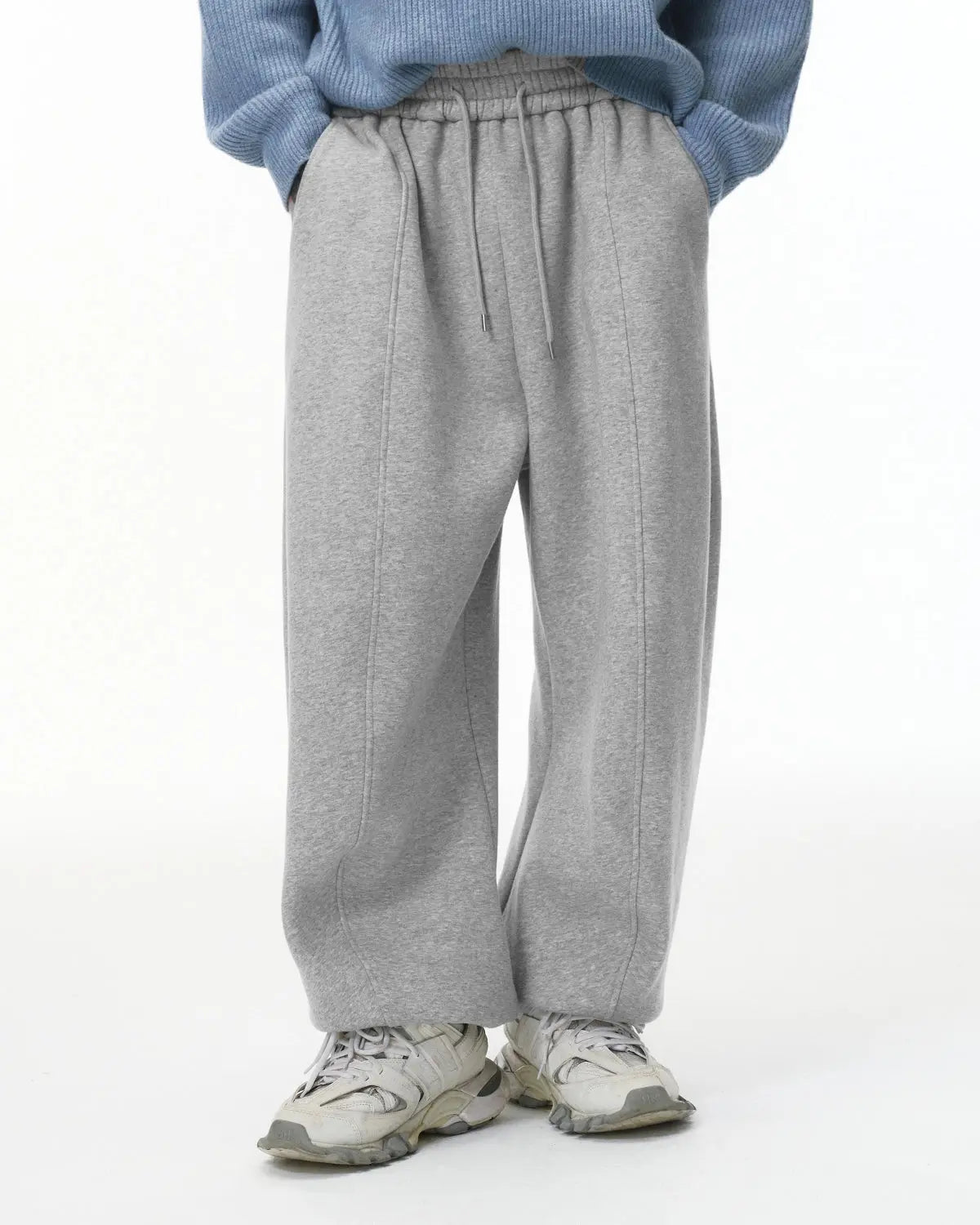 Pantalon jogging baggy gris à bas resserrés — vue complémentaire 16