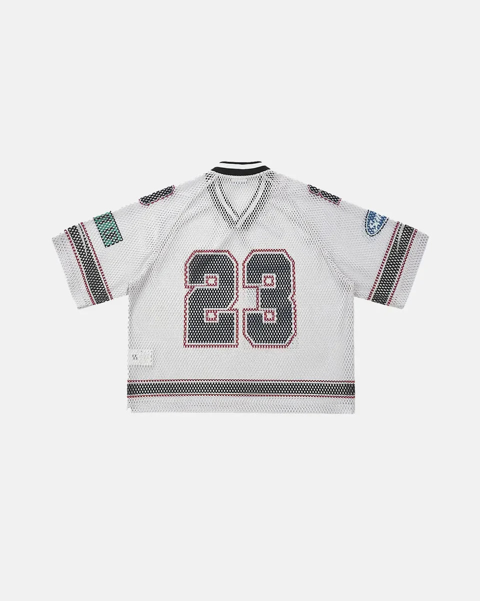 T-shirt Jersey Mesh Oversize Imprimé 23 Streetwear Unisexe