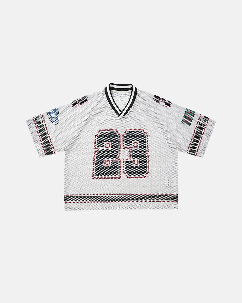 T-shirt Jersey Mesh Oversize Imprimé 23 Streetwear Unisexe