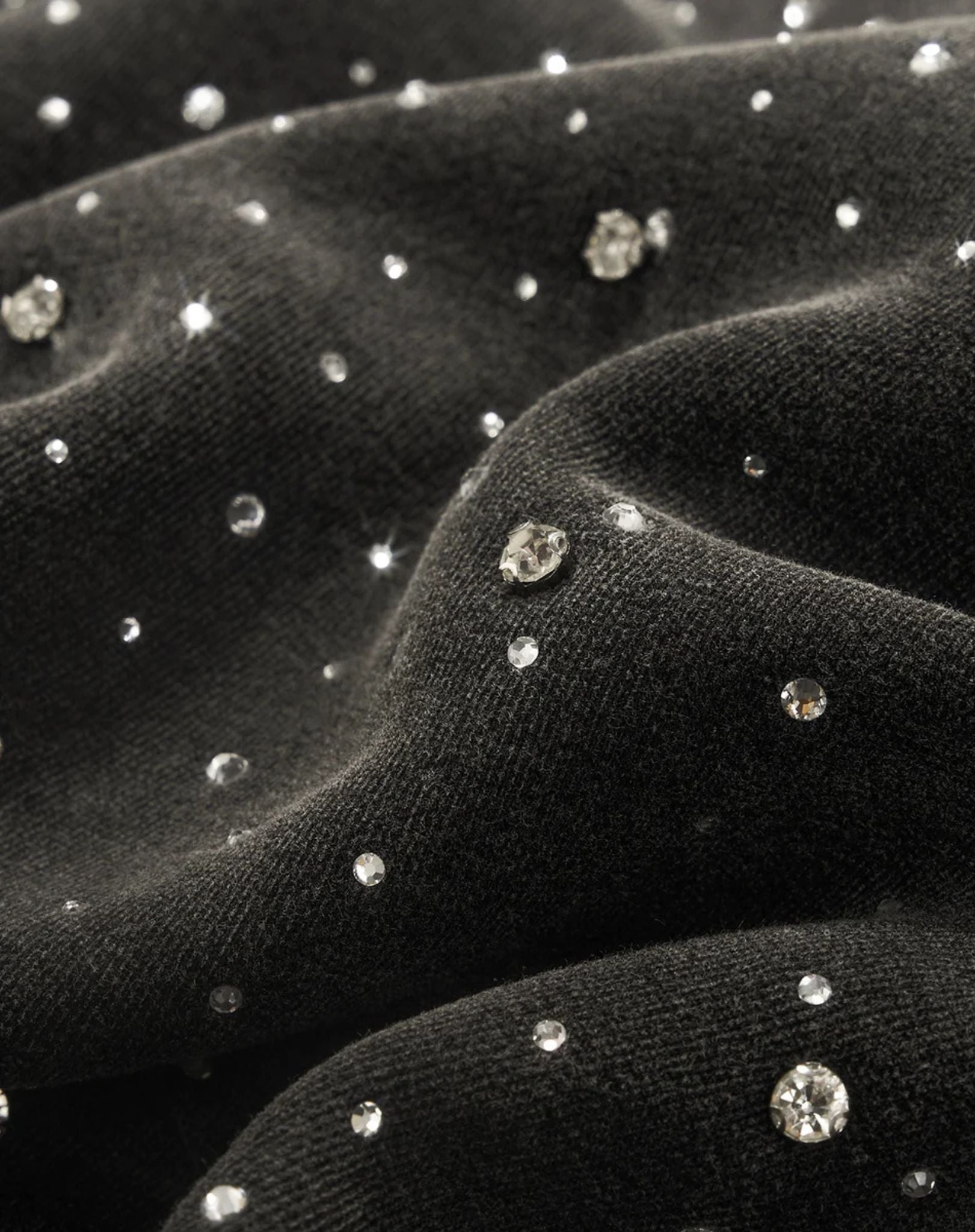 Hoodie Unisexe Zippé Washed à Strass Noir