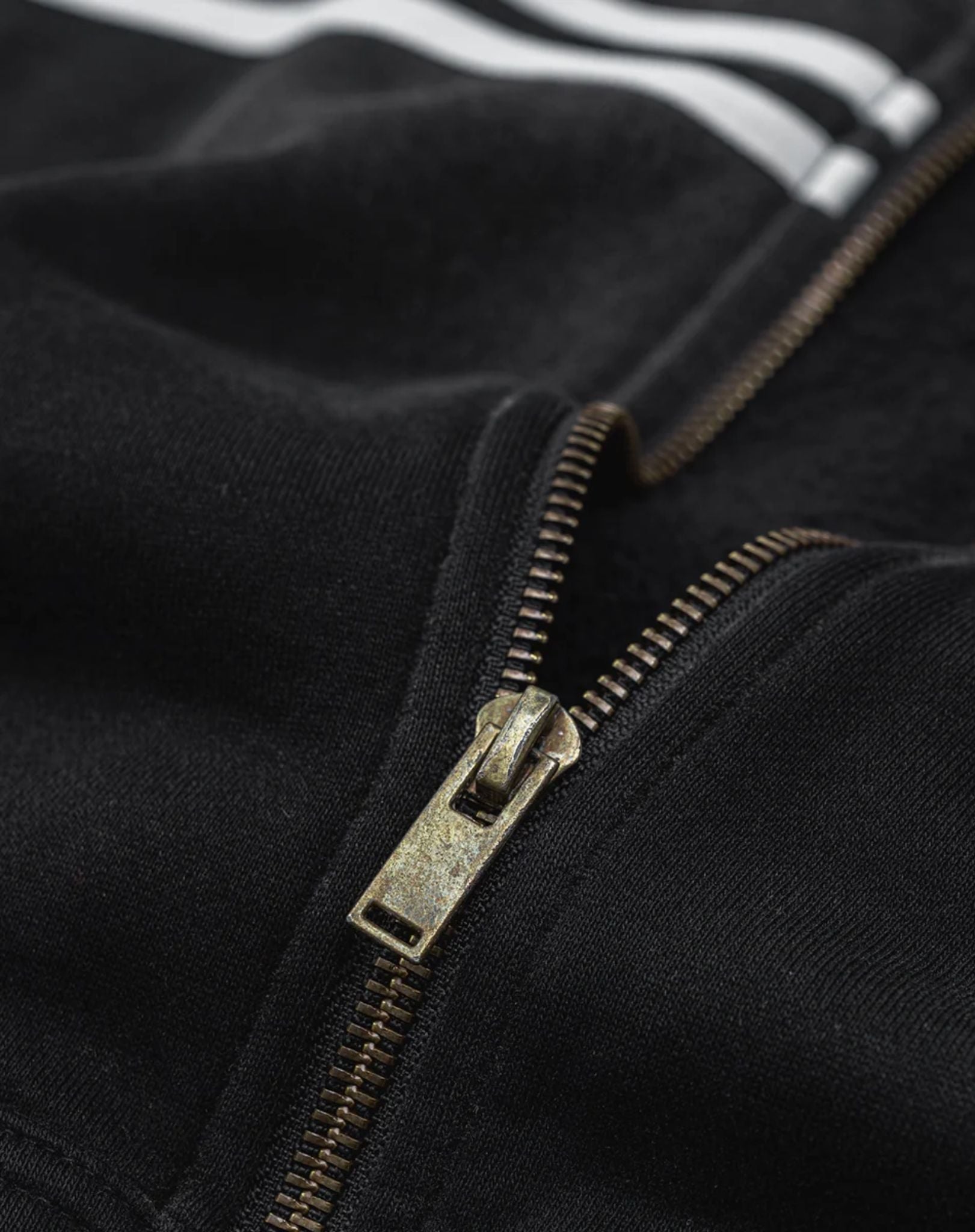 Hoodie Zippé Acid Wash à Bandes Noir