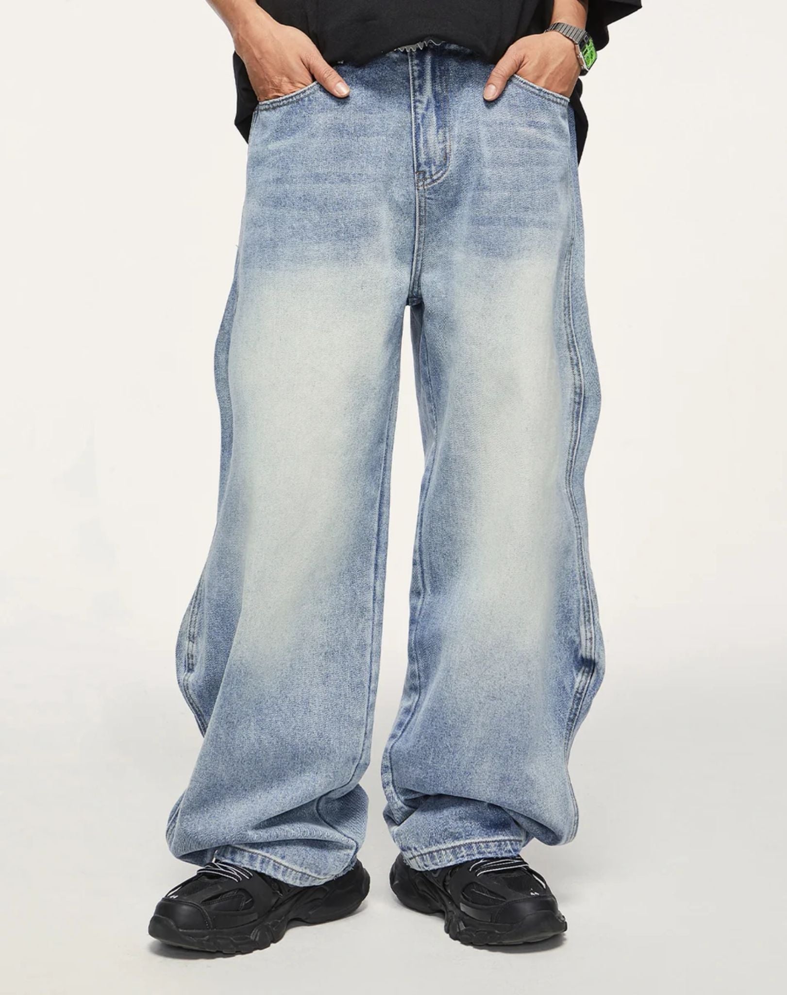 Jean Baggy Washed Wave Denim