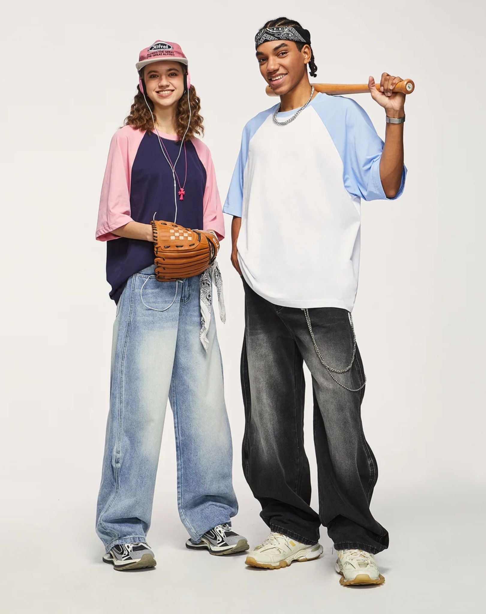 Jean Baggy Washed Wave Denim