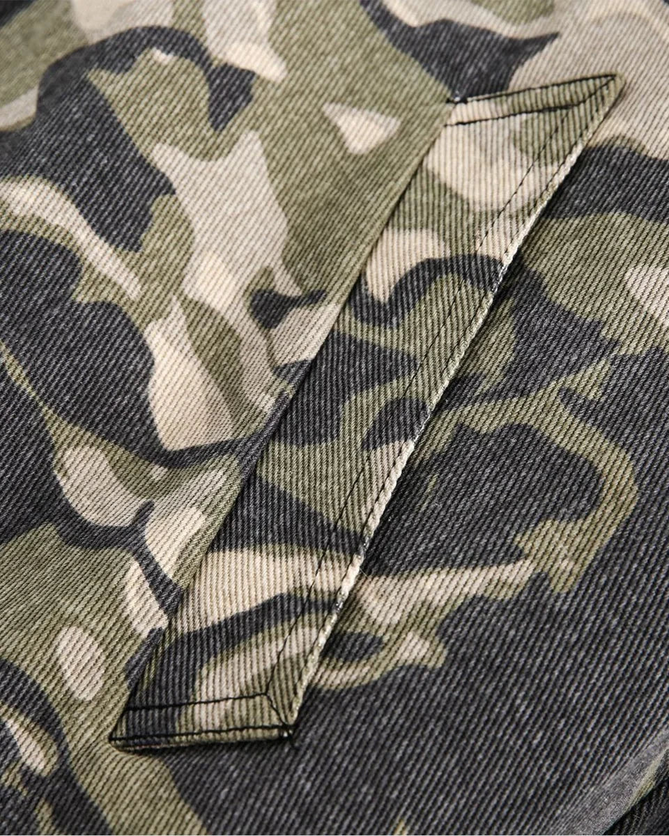 Veste Camo Matelassée à Capuche Fourrée