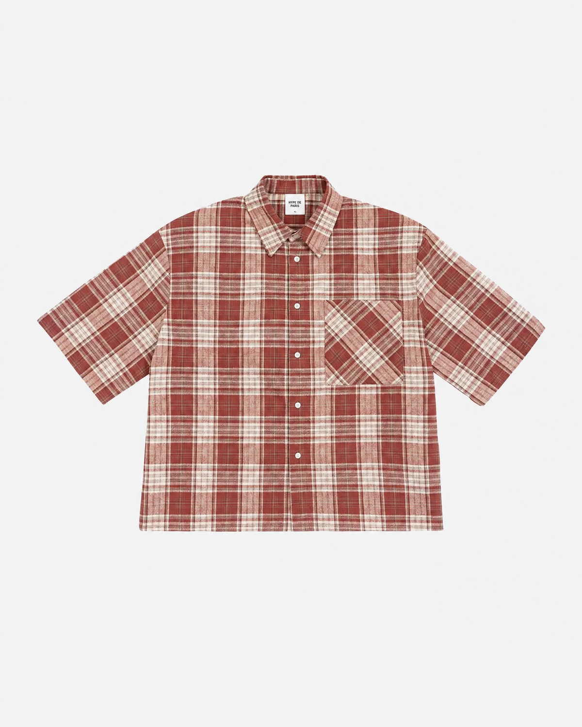 Chemise boxy à carreaux rouges en coton — vue principale