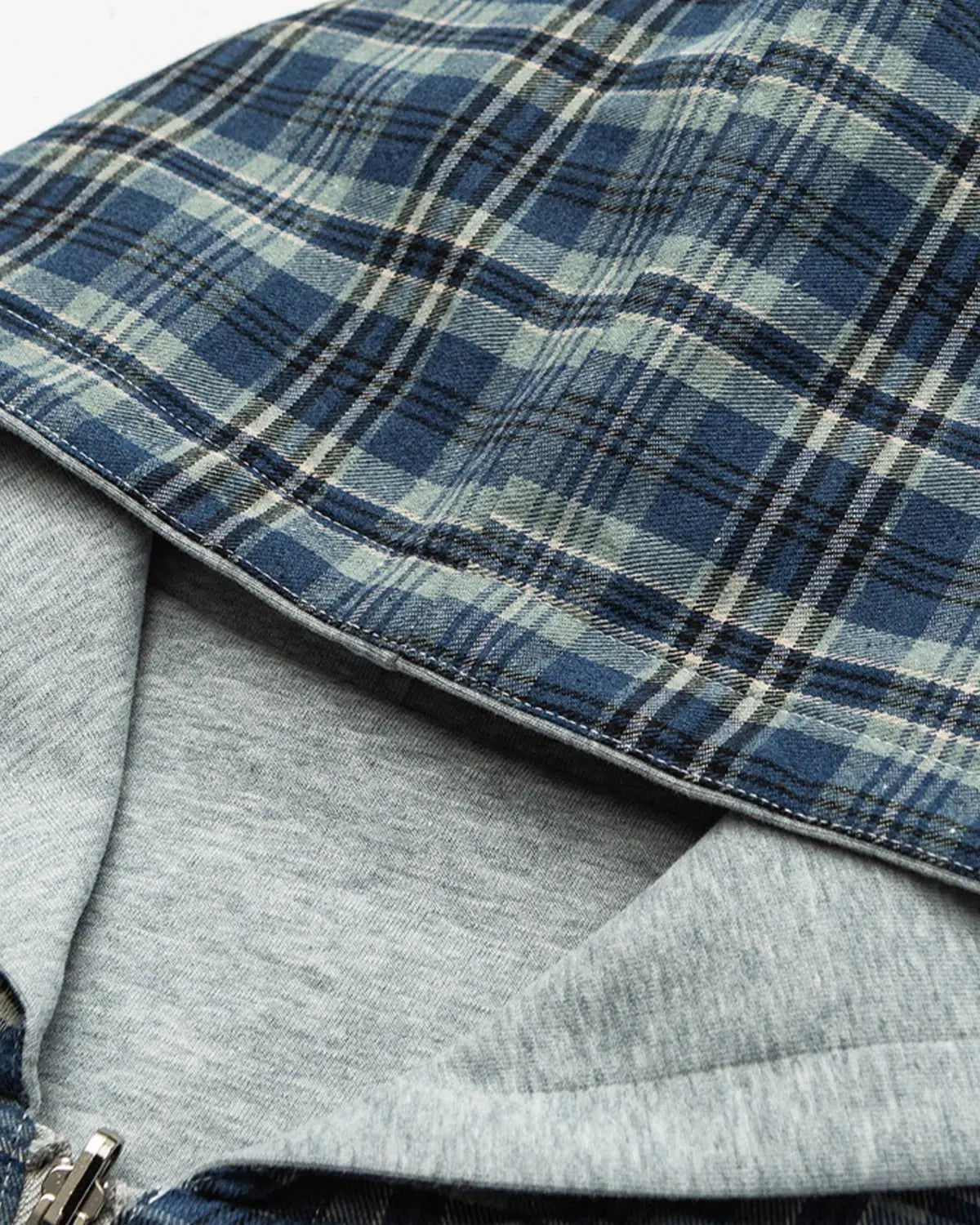 Hoodie zippé réversible gris et carreaux — vue complémentaire 9