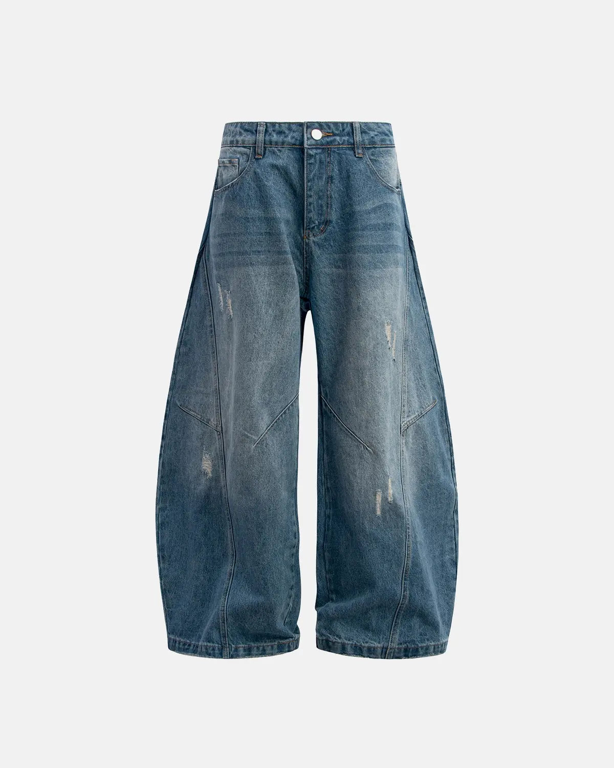Jean baggy bleu à finitions déchirées — vue principale