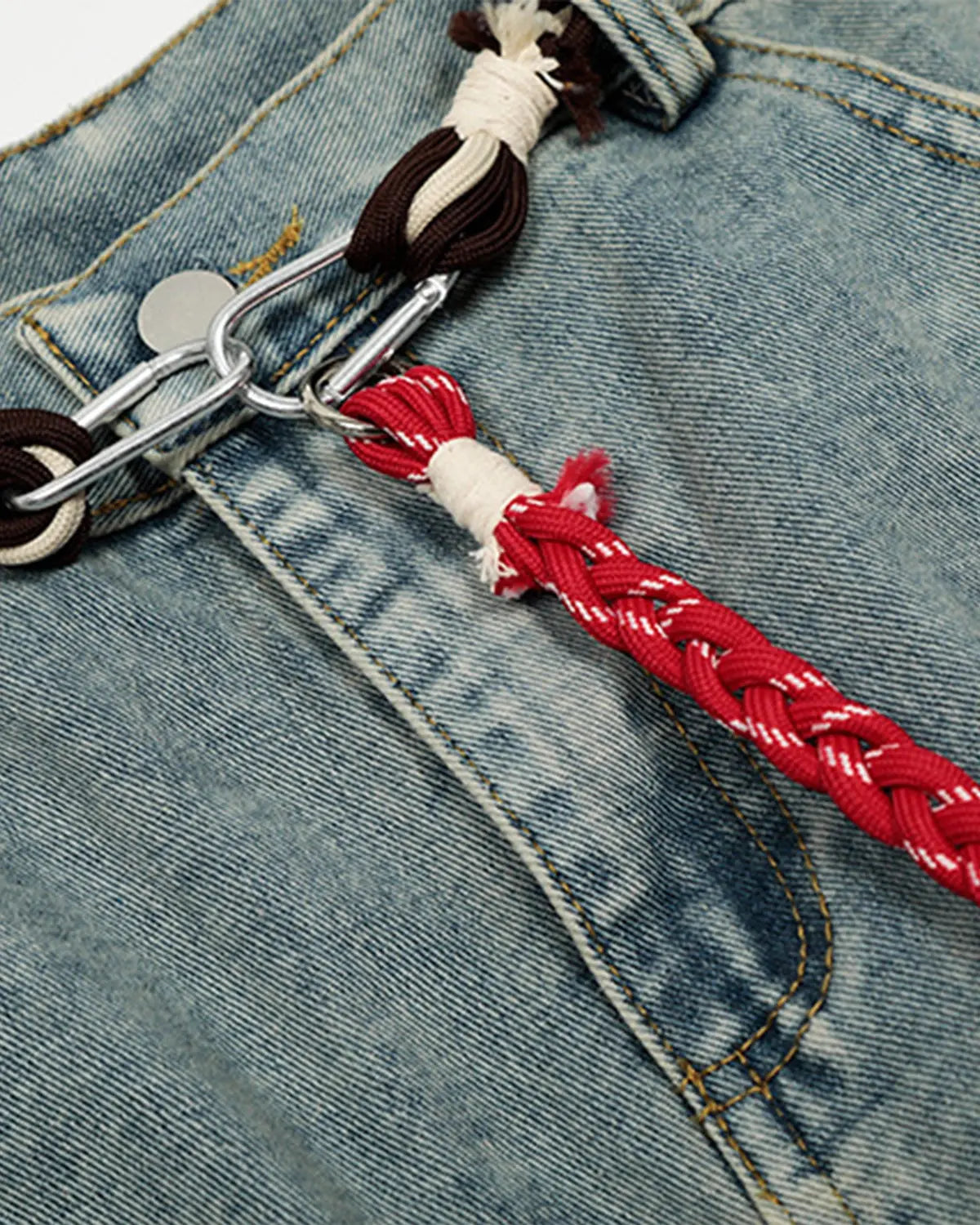 Jean baggy bleu délavé à coutures courbes — vue complémentaire 10