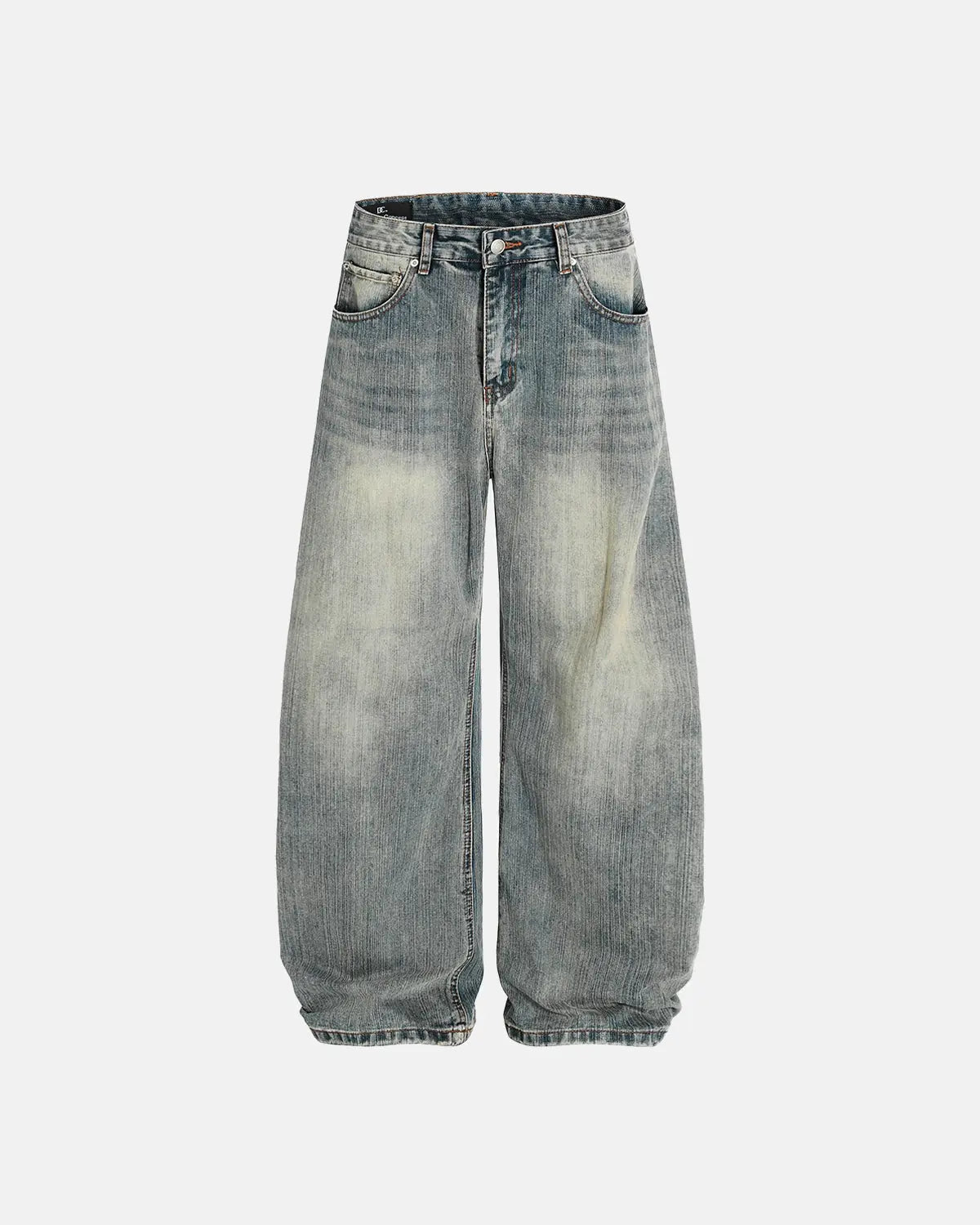 Jean baggy bleu délavé à texture irrégulière — vue principale