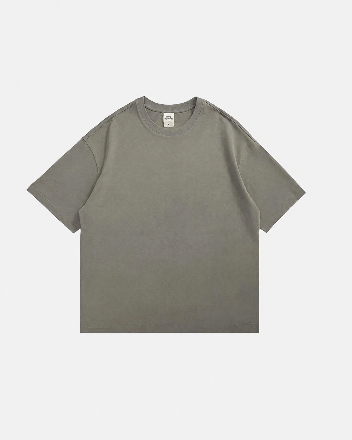 T-shirt oversize uni gris en coton épais — vue principale